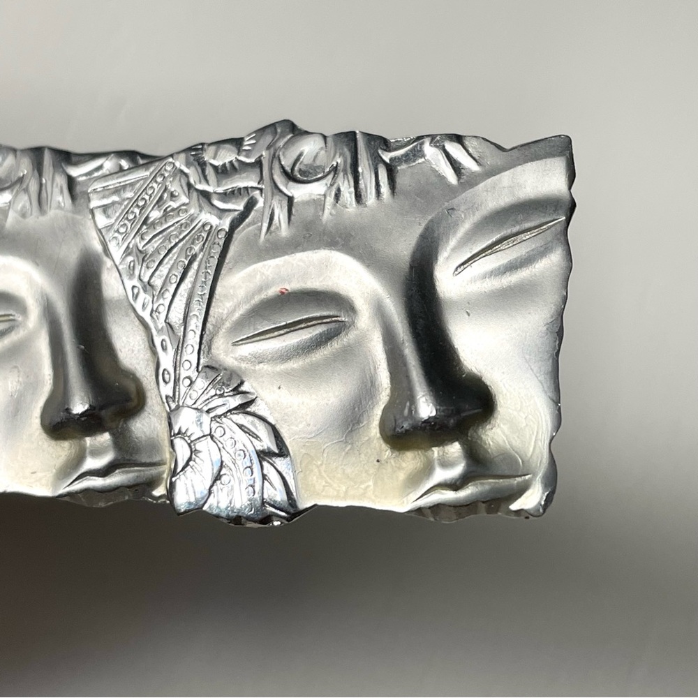 🚨🚨FINAL SALE!!🚨🚨Vtg silvertone JJ Jonette tree face brooch avant garde women - Picture 10 of 11